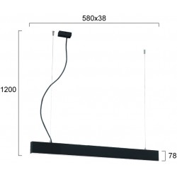 Suspensie Liniara CIBA 3916-00058-4-B-P-D4 Viokef LED, Negru, Grecia