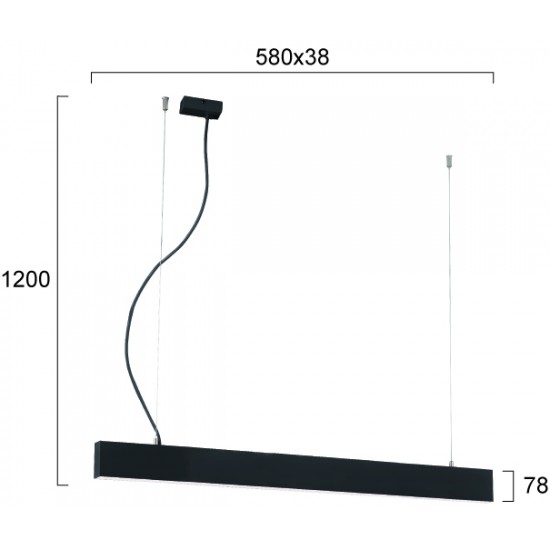 Suspensie Liniara CIBA 3916-00058-4-B-P-D4 Viokef LED, Negru, Grecia