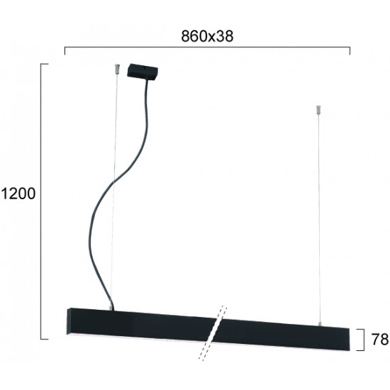 Suspensie Liniara CIBA 3916-00086-4-B-M-D3 Viokef LED, Negru, Grecia
