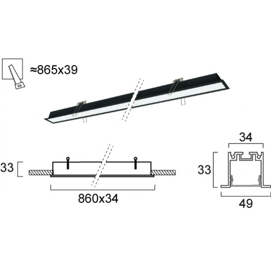Plafoniera Incastrata SASA 3917-03086-3-B-P-D4 Viokef LED, Negru, Grecia