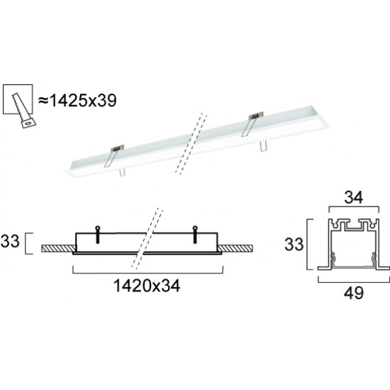 Plafoniera Incastrata SASA 3917-03142-3-W-P-D3 Viokef LED, Alb, Grecia