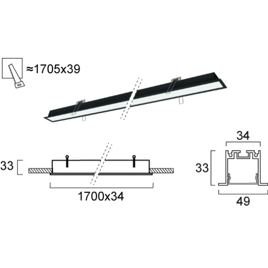 Plafoniera Incastrata SASA 3917-03170-3-B-P-D3 Viokef LED, Negru, Grecia
