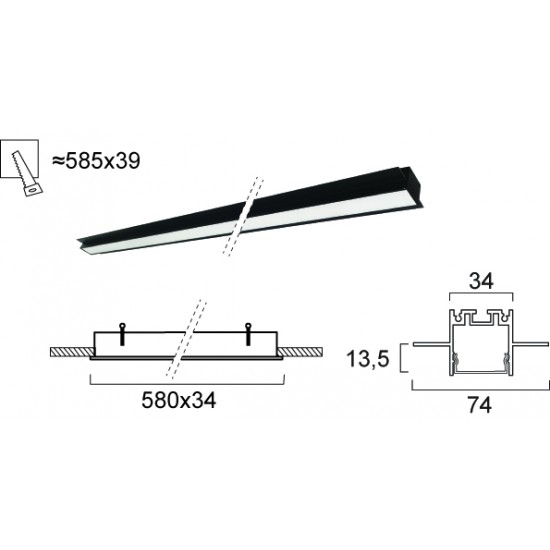 Plafoniera Incastrata SASA 3917-04058-3-B-P-N Viokef LED, Negru, Grecia