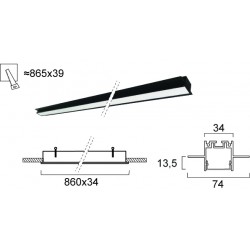 Plafoniera Incastrata SASA 3917-04086-3-B-P-D3 Viokef LED, Negru, Grecia