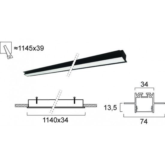 Plafoniera Incastrata SASA 3917-04114-3-B-P-D3 Viokef LED, Negru, Grecia