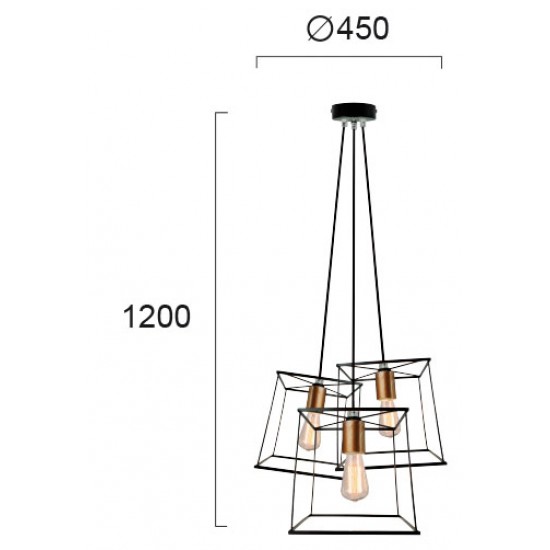 Suspensie AGATHA 4138700 Viokef E27, Negru, Grecia