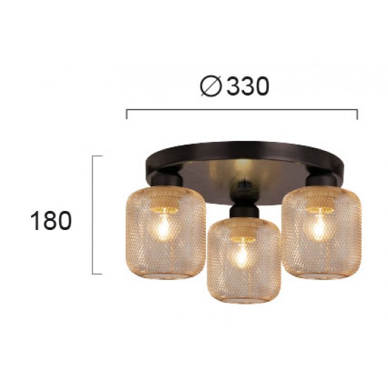 Lustra Plafon LOREN 4165300 Viokef E27, Auriu, Grecia