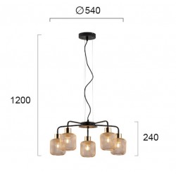 Suspensie LOREN 4165500 Viokef E27, Auriu, Grecia