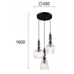 Suspensie TALISA 4169800 Viokef E27, Negru, Grecia