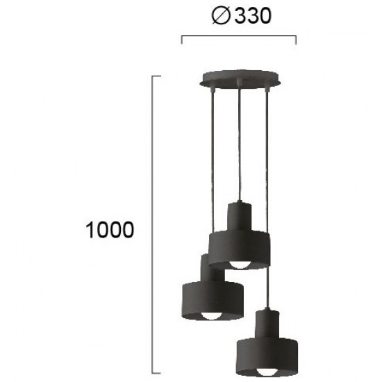 Suspensie NORTON 4185001 Viokef E27, Negru, Grecia