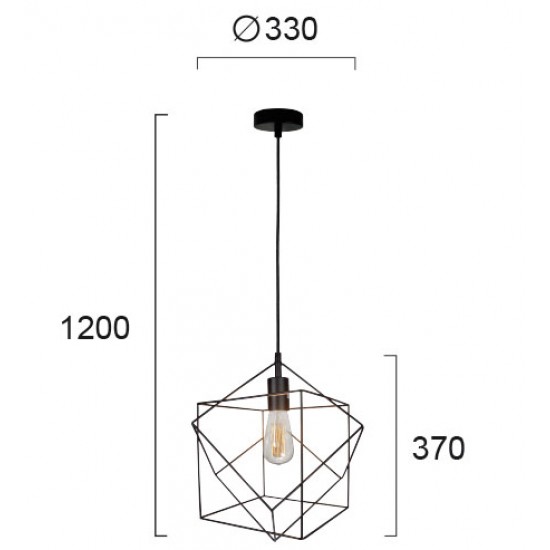 Pendul QUADRO 4193400 Viokef E27, Negru, Grecia