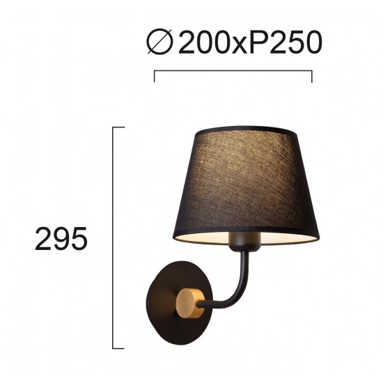 Aplica LARGO 4221300 Viokef E27, Negru, Grecia