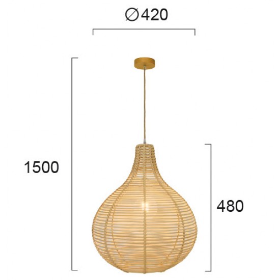 Pendul BOLITA 4227700 Viokef E27, Natural, Grecia