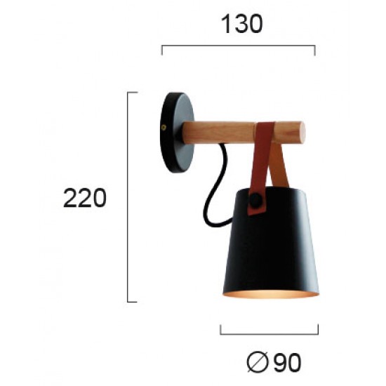 Aplica VETRA 4231601 Viokef E27, Negru, Grecia