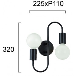 Aplica JANE 4233000 Viokef E27, Negru, Grecia