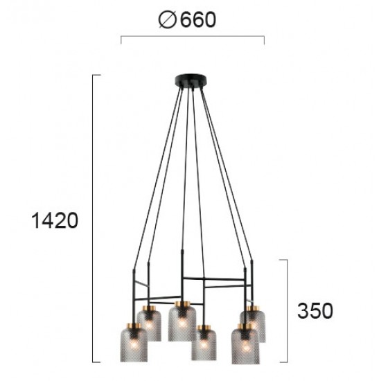 Suspensie ZAC 4247100 Viokef E27, Negru, Grecia
