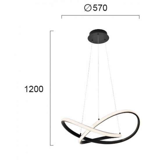 Suspensie SIGMA 4247800 Viokef LED, Negru, Grecia
