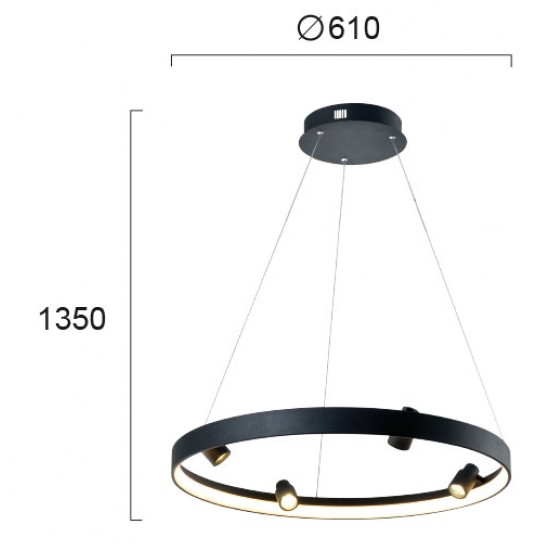 Suspensie DENIS 4250600 Viokef LED, Negru, Grecia