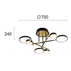Lustra Plafon PERSA 4251100 Viokef LED, Negru, Grecia