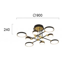 Lustra Plafon PERSA 4251200 Viokef LED, Negru, Grecia