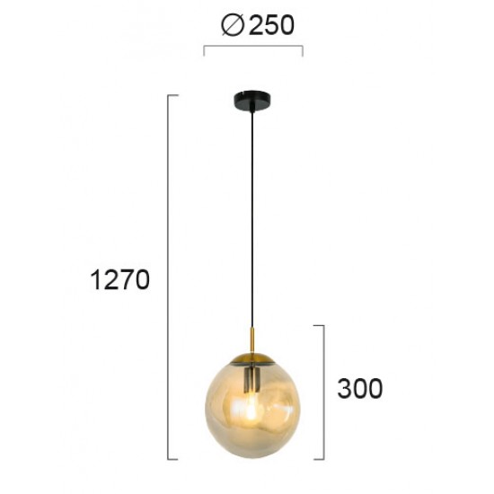 Pendul OSCAR 4253600 Viokef E27, Amber, Grecia