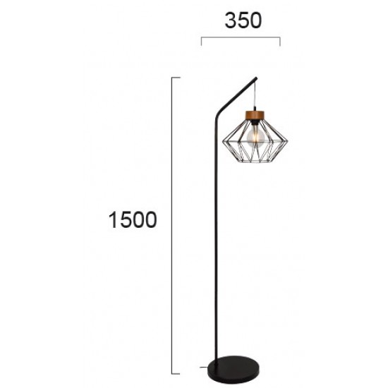 Lampadar VEGA 4254200 Viokef E27, Negru, Grecia