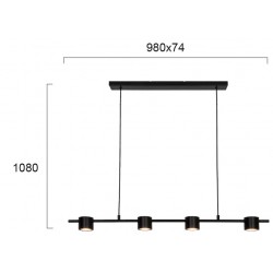 Suspensie PRIMA 4258200 Viokef LED, Negru, Grecia