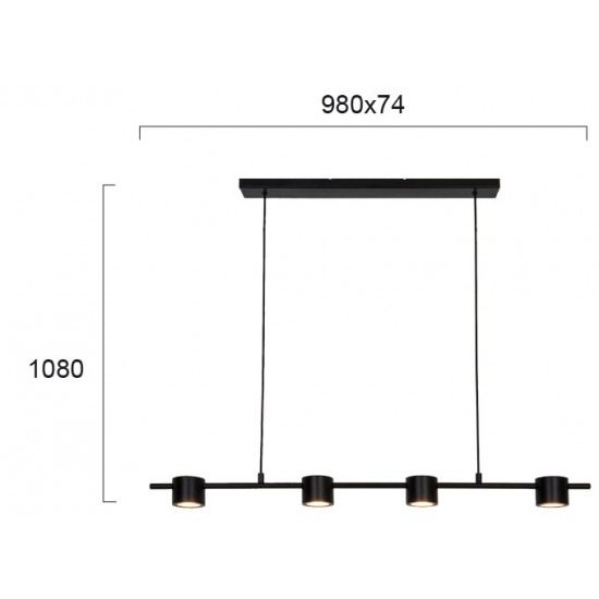 Suspensie PRIMA 4258200 Viokef LED, Negru, Grecia