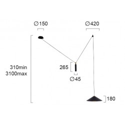 Pendul ALTO 4258500 Viokef E27, Negru, Grecia