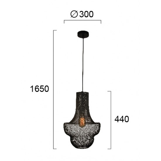 Pendul LARA 4265700 Viokef E27, Negru, Grecia