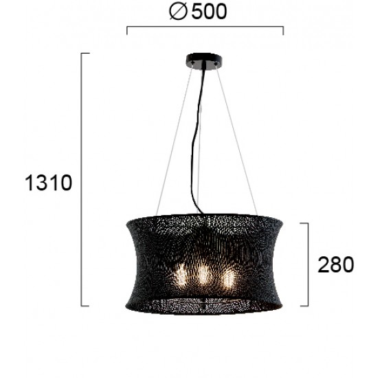 Suspensie TRUMPET 4268400 Viokef E27, Negru, Grecia