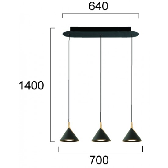 Suspensie JOLLY 4274200 Viokef LED, Negru, Grecia