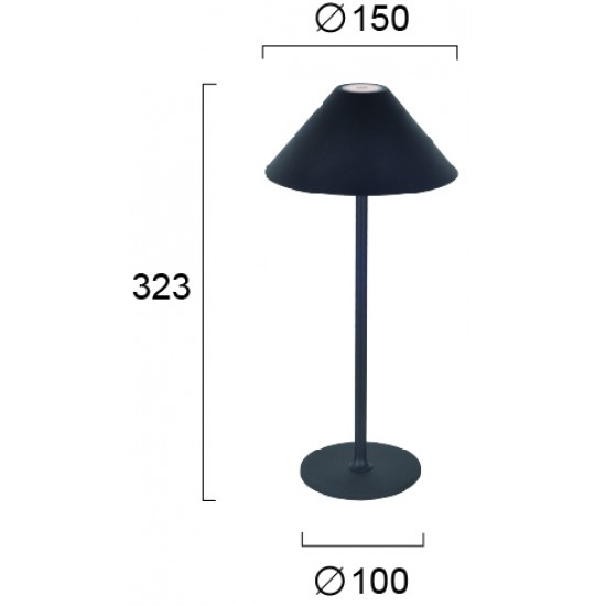 Veioza CONE 4275201 Viokef LED, Negru, Grecia