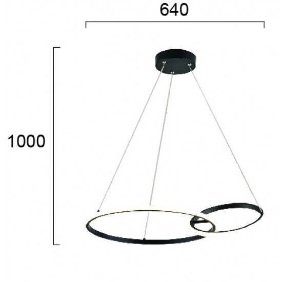 Suspensie DOUBLE 4275800 Viokef LED, Negru, Grecia