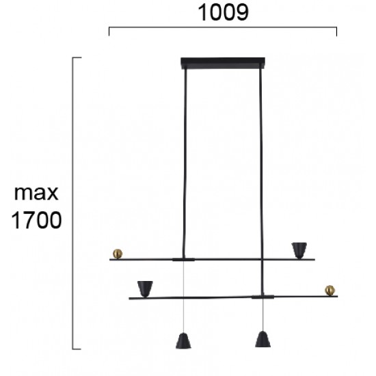 Suspensie DONATELLA 4280400 Viokef LED, Negru, Grecia