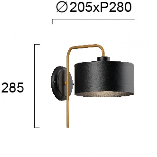 Aplica SEVENTY S 4284200 Viokef E27, Negru, Grecia