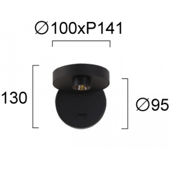 Aplica FACTORY 4288001 Viokef LED, Negru, Grecia