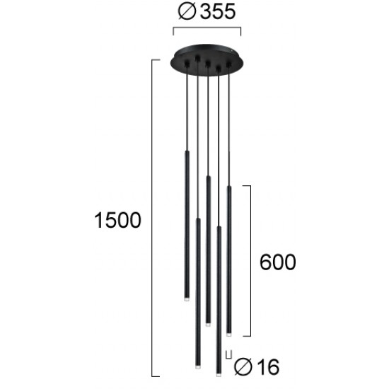 Suspensie ZENIA 4291200 Viokef LED, Negru, Grecia