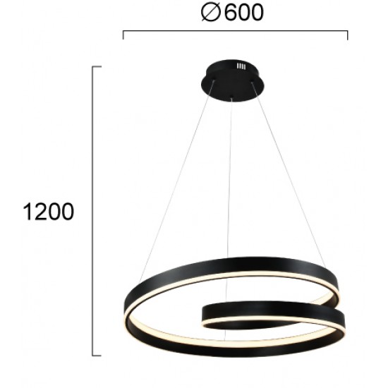 Suspensie CAPRI 4291300 Viokef LED, Negru, Grecia