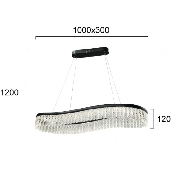 Suspensie CRYSTAL 4291700 Viokef LED, Negru, Grecia
