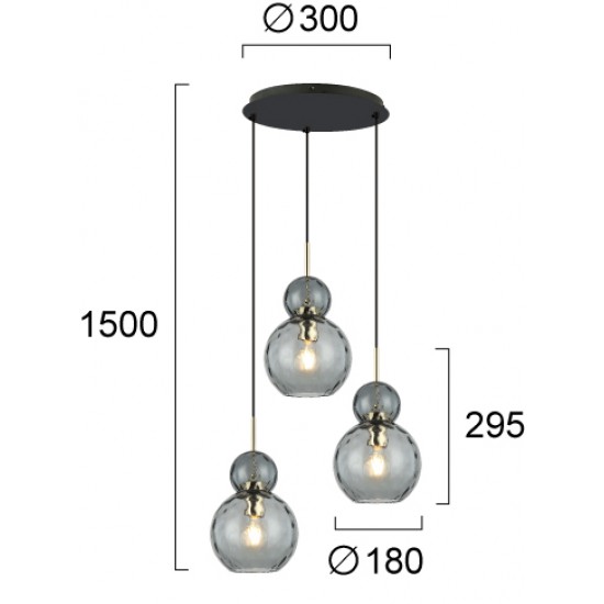 Suspensie FIRENZE 4294500 Viokef E27, Fumuriu, Grecia