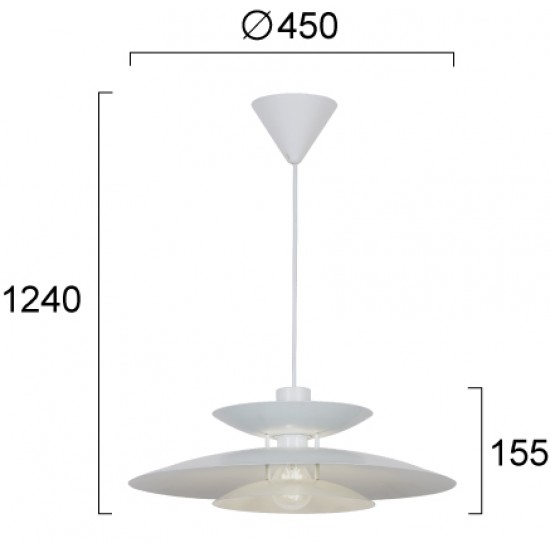 Pendul NINO 4297100 Viokef E27, Alb, Grecia