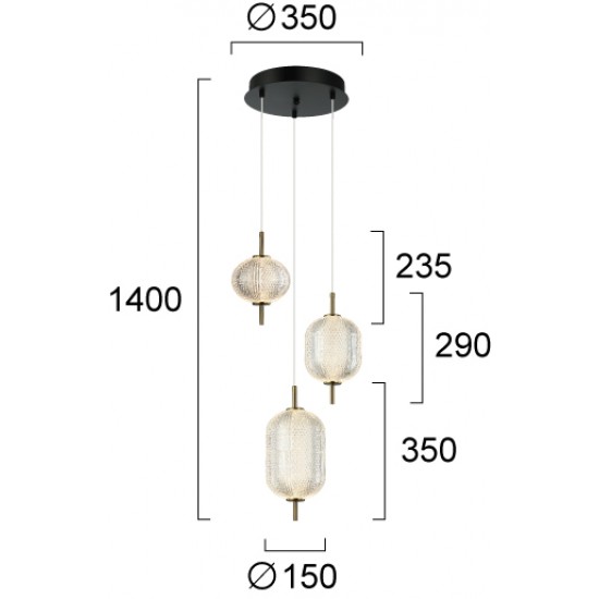 Suspensie PELLUCID 4297700 Viokef LED, Grecia