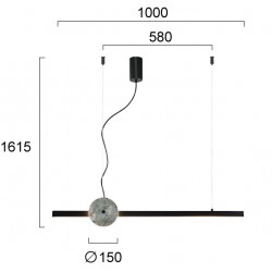 Suspensie ANAIS 4300900 Viokef LED, Negru, Grecia