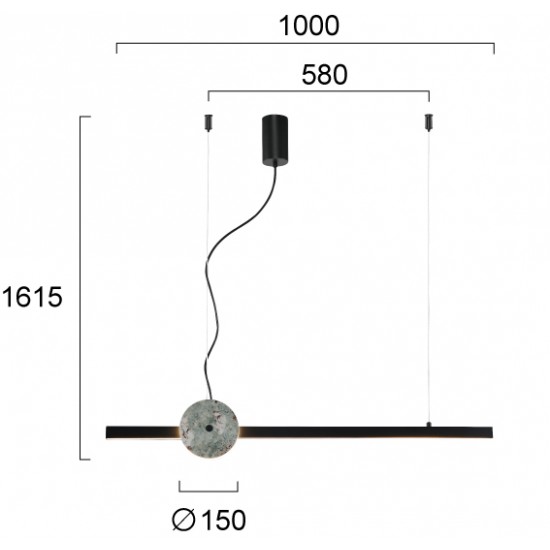 Suspensie ANAIS 4300900 Viokef LED, Negru, Grecia