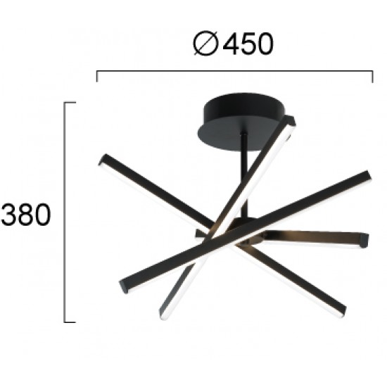 Lustra Plafon RAY 4301200 Viokef LED, Negru, Grecia