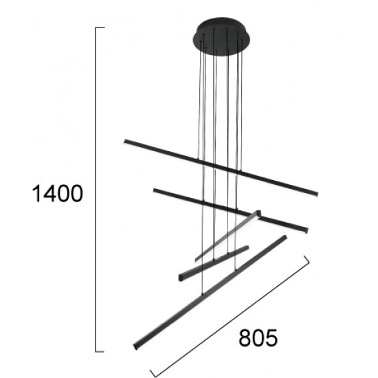 Suspensie RAY 4301400 Viokef LED, Negru, Grecia