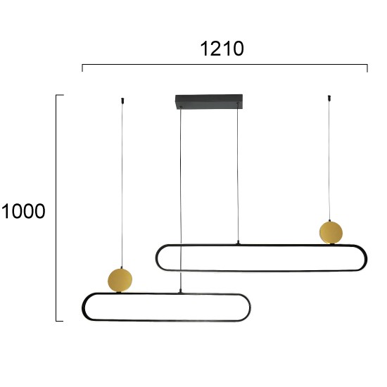 Suspensie NAOMI 4301800 Viokef LED, Negru, Grecia