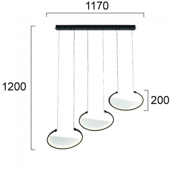 Suspensie ADELE 4302100 Viokef LED, Negru, Grecia