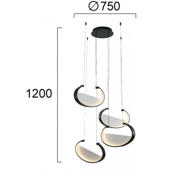 Suspensie ADELE 4302200 Viokef LED, Negru, Grecia